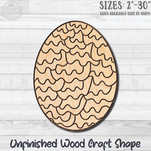 Coloring Easter Egg 6 Unfinished Wood Shape Blank Laser Engraved Cutout Woodcraft Craft Supply