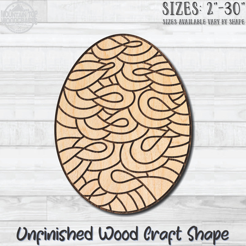 Coloring Easter Egg 7 Unfinished Wood Shape Blank Laser Engraved Cutout Woodcraft Craft Supply