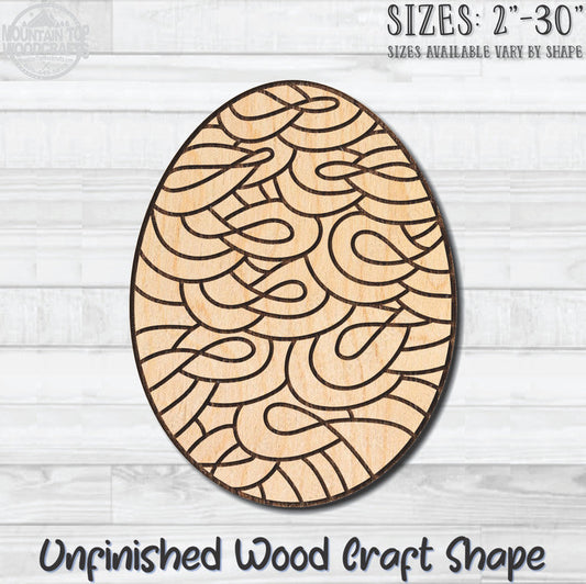 Coloring Easter Egg 7 Unfinished Wood Shape Blank Laser Engraved Cutout Woodcraft Craft Supply