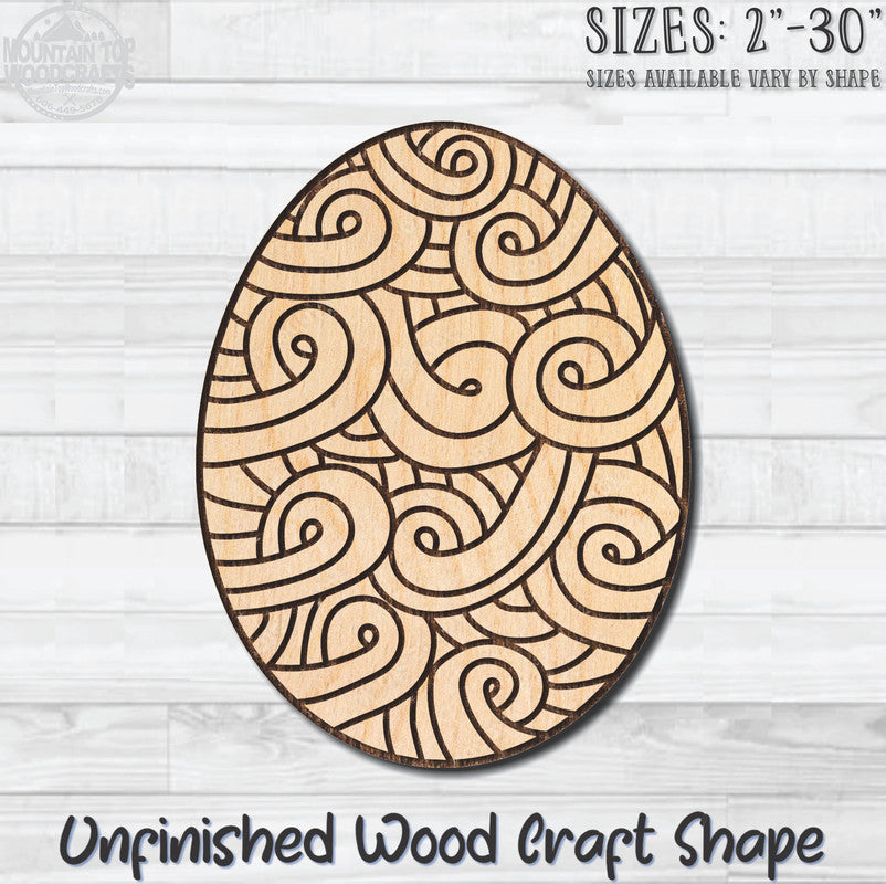Coloring Easter Egg 10 Unfinished Wood Shape Blank Laser Engraved Cutout Woodcraft Craft Supply