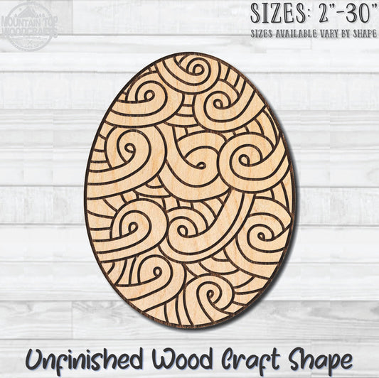 Coloring Easter Egg 10 Unfinished Wood Shape Blank Laser Engraved Cutout Woodcraft Craft Supply