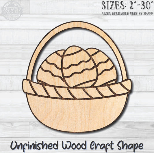 Easter Basket Unfinished Wood Shape Blank Laser Engraved Cutout Woodcraft Craft Supply
