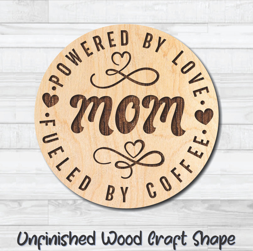 Mom Coaster Unfinished Wood Shape Blank Laser Engraved Cutout Woodcraft Craft Supply