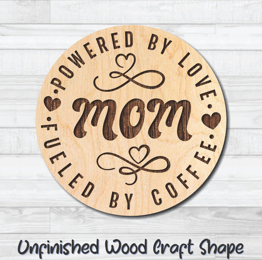 Mom Coaster Unfinished Wood Shape Blank Laser Engraved Cutout Woodcraft Craft Supply