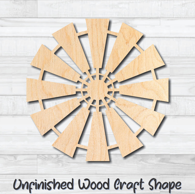 Windmill Fan Farm Unfinished Wood Shape Blank Laser Engraved Cutout Woodcraft Craft Supply