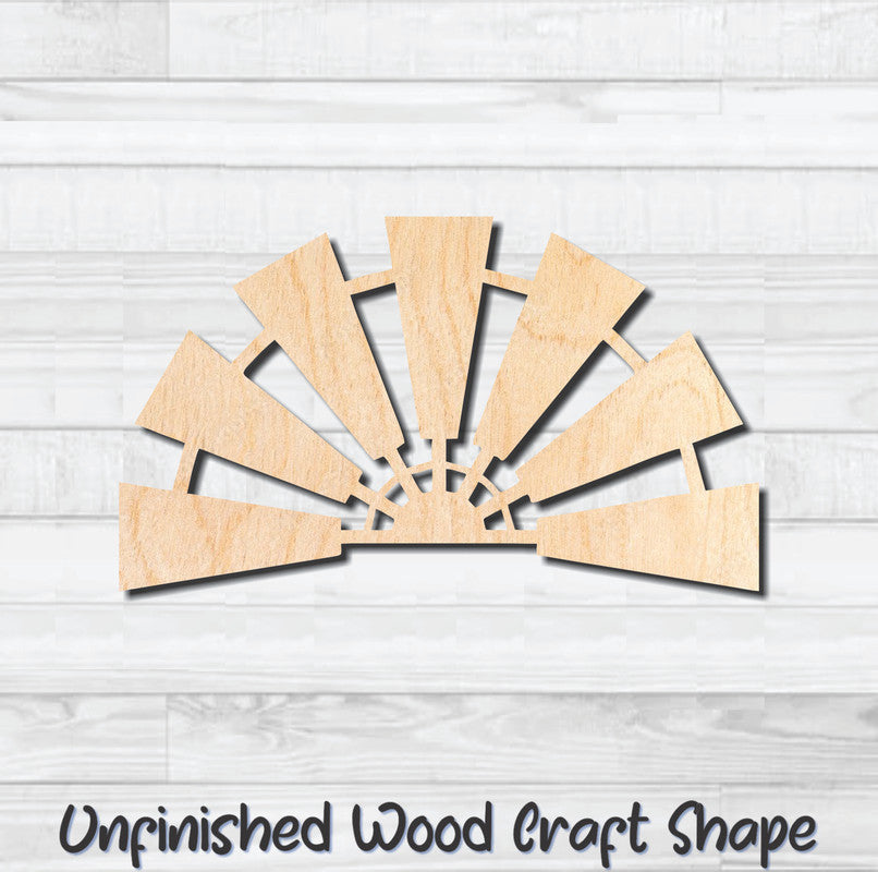 Windmill Half Fan Farm Unfinished Wood Shape Blank Laser Engraved Cutout Woodcraft Craft Supply