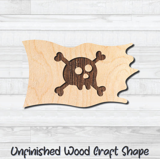 Pirate Flag 2 Unfinished Wood Shape Blank Laser Engraved Cutout Woodcraft Craft Supply