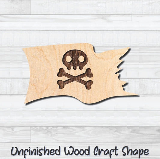 Pirate Flag 3 Unfinished Wood Shape Blank Laser Engraved Cutout Woodcraft Craft Supply
