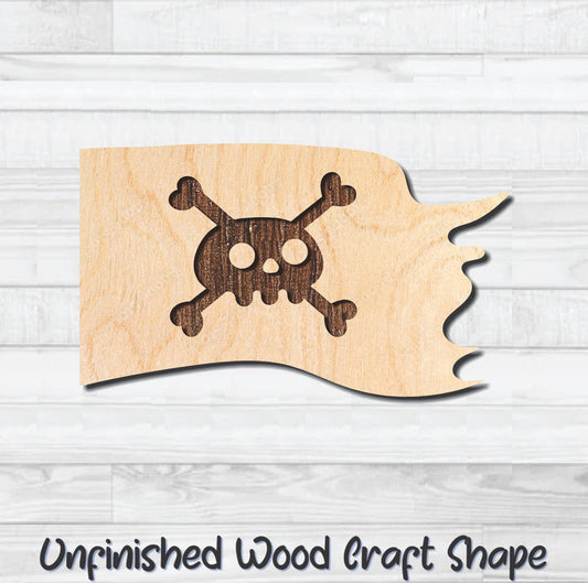 Pirate Flag 4 Unfinished Wood Shape Blank Laser Engraved Cutout Woodcraft Craft Supply