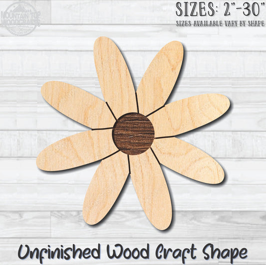 Daisy Flower 4 Unfinished Wood Shape Blank Laser Engraved Cutout Woodcraft Craft Supply