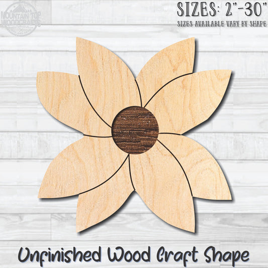 Daisy Flower 5 Unfinished Wood Shape Blank Laser Engraved Cutout Woodcraft Craft Supply