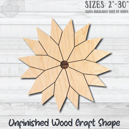 Daisy Flower 9 Unfinished Wood Shape Blank Laser Engraved Cutout Woodcraft Craft Supply