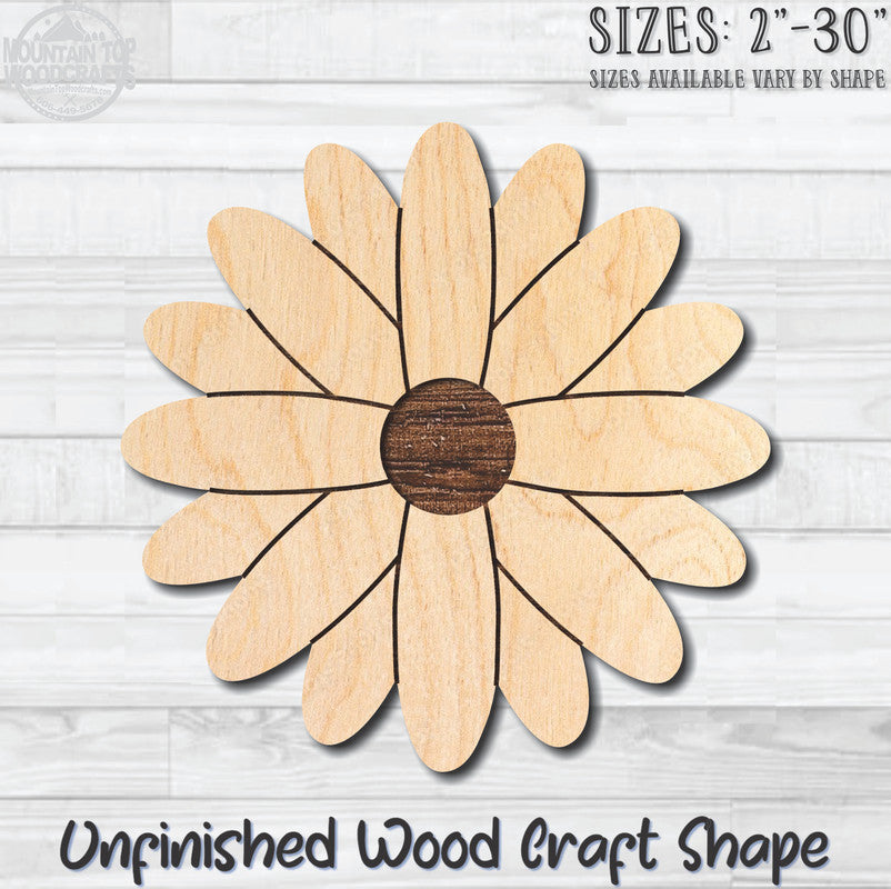 Daisy Flower 11 Unfinished Wood Shape Blank Laser Engraved Cutout Woodcraft Craft Supply