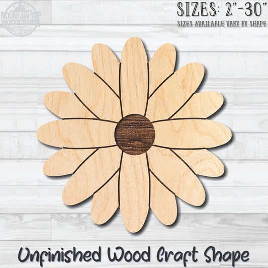 Daisy Flower 11 Unfinished Wood Shape Blank Laser Engraved Cutout Woodcraft Craft Supply