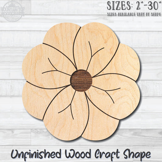 Daisy Flower 13 Unfinished Wood Shape Blank Laser Engraved Cutout Woodcraft Craft Supply
