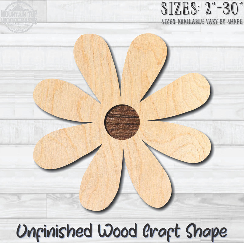 Daisy Flower 1 Unfinished Wood Shape Blank Laser Engraved Cutout Woodcraft Craft Supply