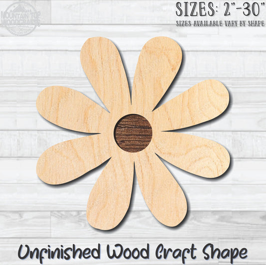 Daisy Flower 1 Unfinished Wood Shape Blank Laser Engraved Cutout Woodcraft Craft Supply