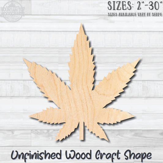 Pot Leaf Marijuana Unfinished Wood Shape Blank Laser Engraved Cutout Woodcraft Craft Supply