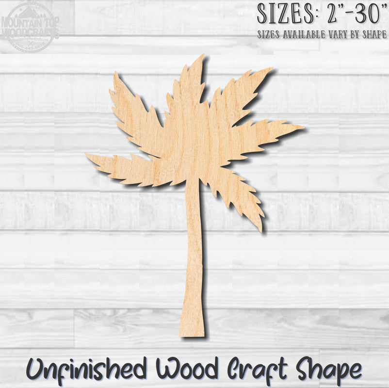 Palm Tree 1 Unfinished Wood Shape Blank Laser Engraved Cutout Woodcraft Craft Supply