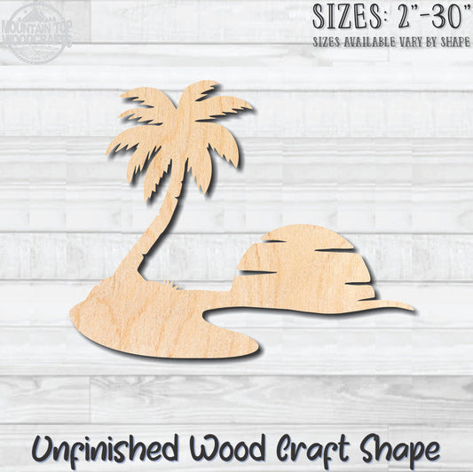 Beach Scene 1 Unfinished Wood Shape Blank Laser Engraved Cutout Woodcraft Craft Supply