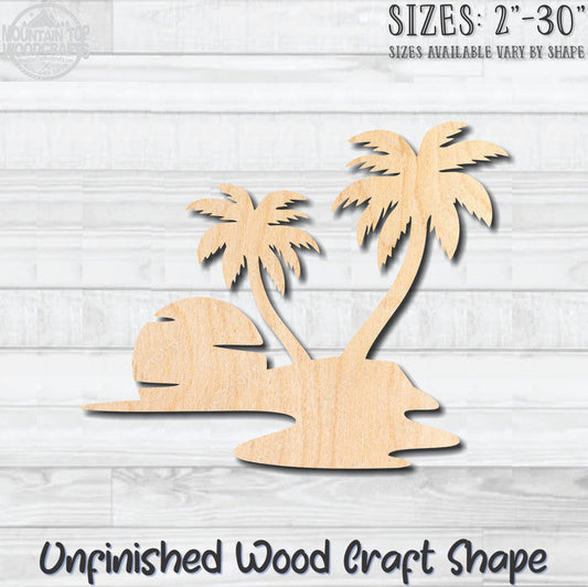 Beach Scene 3 Unfinished Wood Shape Blank Laser Engraved Cutout Woodcraft Craft Supply