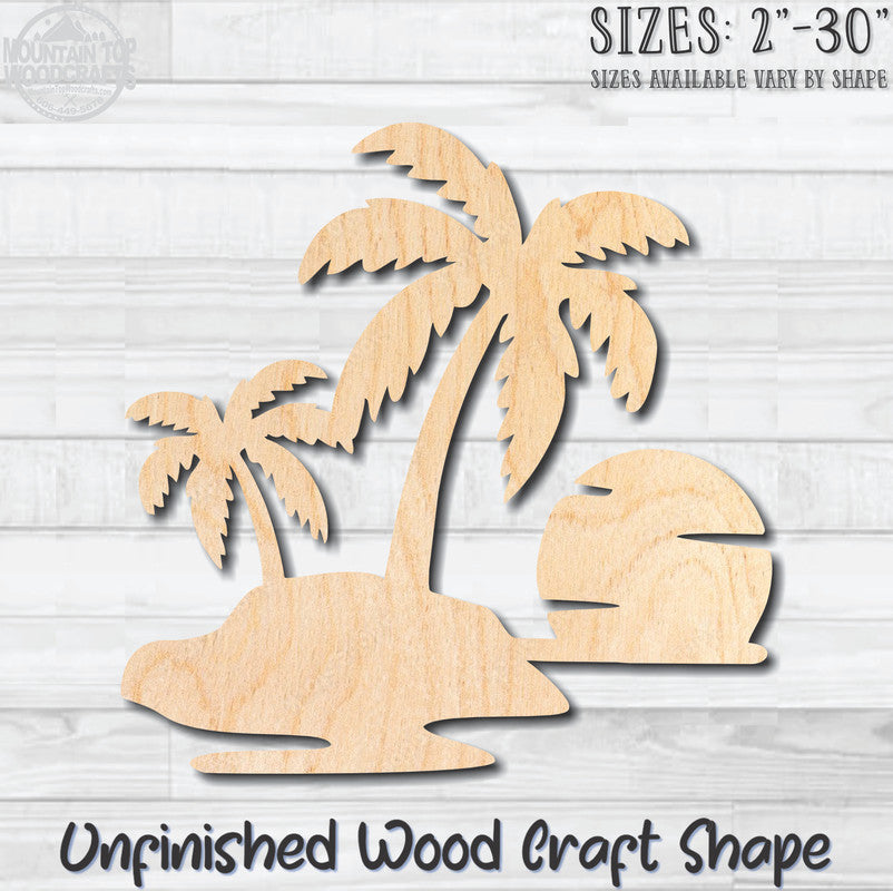 Beach Scene 5 Unfinished Wood Shape Blank Laser Engraved Cutout Woodcraft Craft Supply