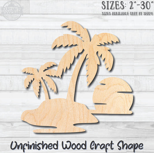 Beach Scene 5 Unfinished Wood Shape Blank Laser Engraved Cutout Woodcraft Craft Supply