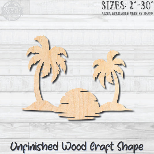 Beach Scene 6 Unfinished Wood Shape Blank Laser Engraved Cutout Woodcraft Craft Supply
