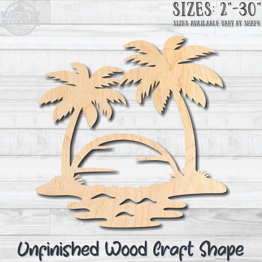 Beach Scene 8 Unfinished Wood Shape Blank Laser Engraved Cutout Woodcraft Craft Supply