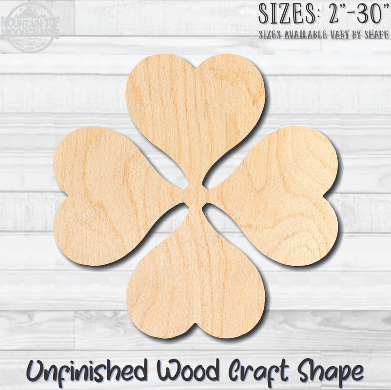 Four Leaf Clover Lucky Unfinished Wood Shape Blank Laser Engraved Cutout Woodcraft Craft Supply