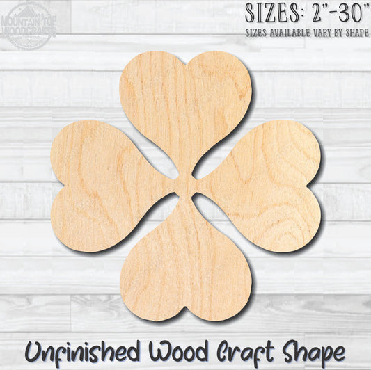 Four Leaf Clover Lucky Unfinished Wood Shape Blank Laser Engraved Cutout Woodcraft Craft Supply