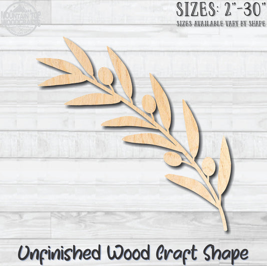 Olive Branch Unfinished Wood Shape Blank Laser Engraved Cutout Woodcraft Craft Supply