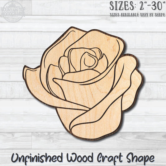 Rose Bloom 2 Unfinished Wood Shape Blank Laser Engraved Cutout Woodcraft Craft Supply