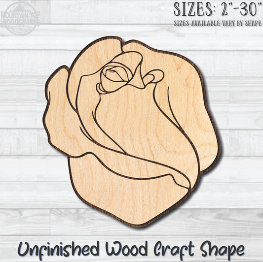 Rose Bloom 3 Unfinished Wood Shape Blank Laser Engraved Cutout Woodcraft Craft Supply