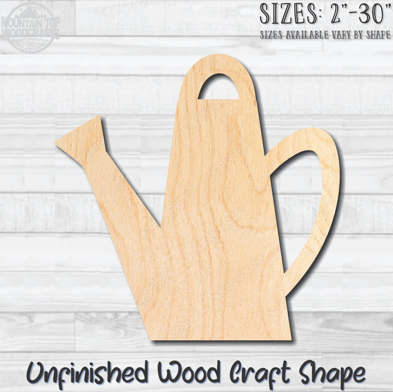 Watering Can 1 Unfinished Wood Shape Blank Laser Engraved Cutout Woodcraft Craft Supply