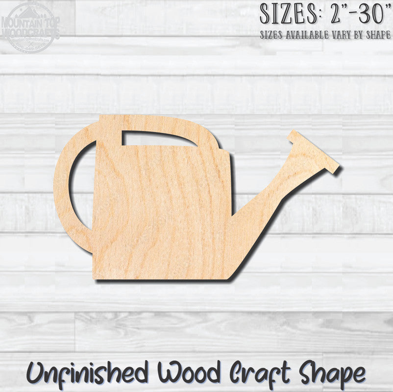 Watering Can 7 Unfinished Wood Shape Blank Laser Engraved Cutout Woodcraft Craft Supply