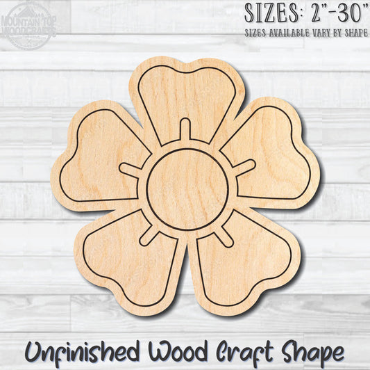 Flower Detailed 1 Unfinished Wood Shape Blank Laser Engraved Cutout Woodcraft Craft Supply