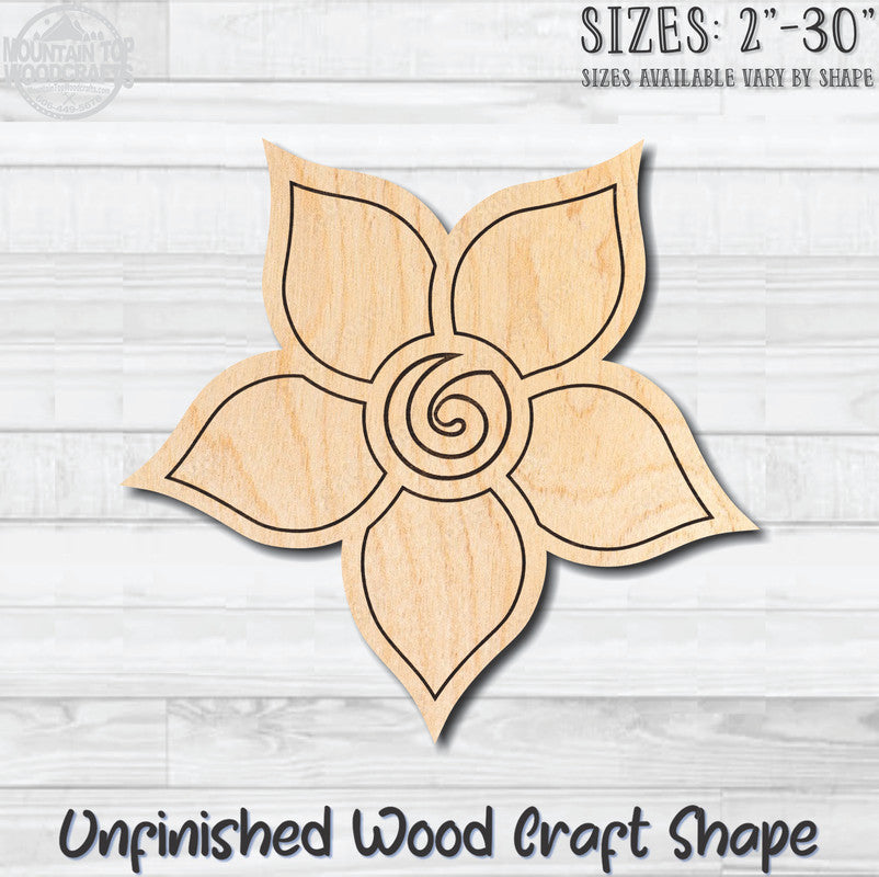 Flower Detailed 3Unfinished Wood Shape Blank Laser Engraved Cutout Woodcraft Craft Supply