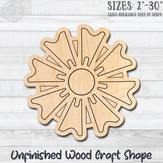 Flower Detailed 5 Unfinished Wood Shape Blank Laser Engraved Cutout Woodcraft Craft Supply