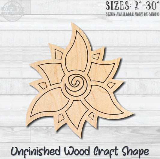 Flower Detailed 8 Unfinished Wood Shape Blank Laser Engraved Cutout Woodcraft Craft Supply
