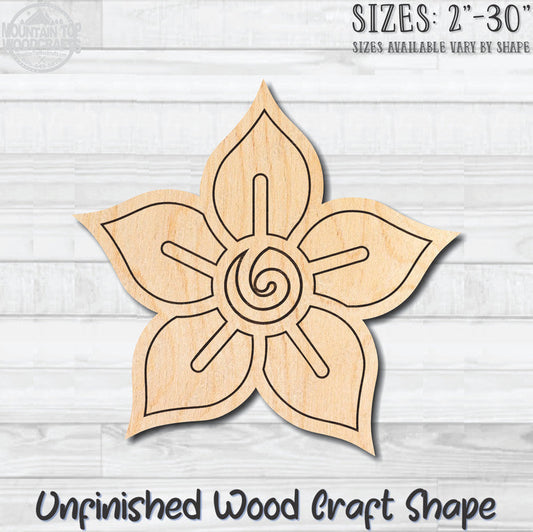 Flower Detailed 9 Unfinished Wood Shape Blank Laser Engraved Cutout Woodcraft Craft Supply