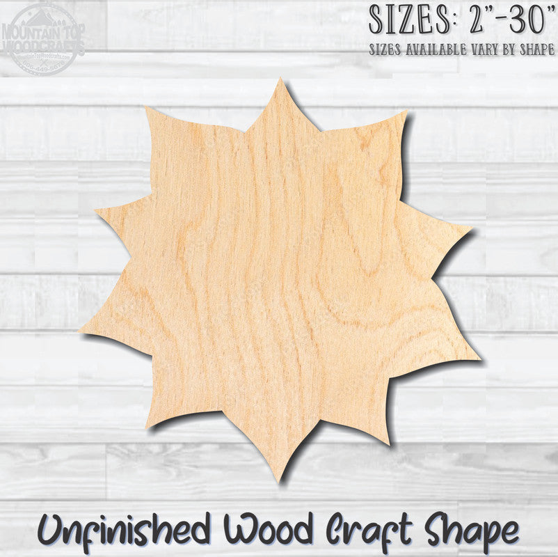Flower 7 Unfinished Wood Shape Blank Laser Engraved Cutout Woodcraft Craft Supply