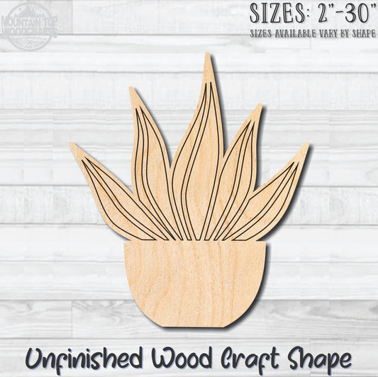 Cactus Detailed 4 Unfinished Wood Shape Blank Laser Engraved Cutout Woodcraft Craft Supply