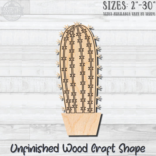 Cactus Detailed 7 Unfinished Wood Shape Blank Laser Engraved Cutout Woodcraft Craft Supply