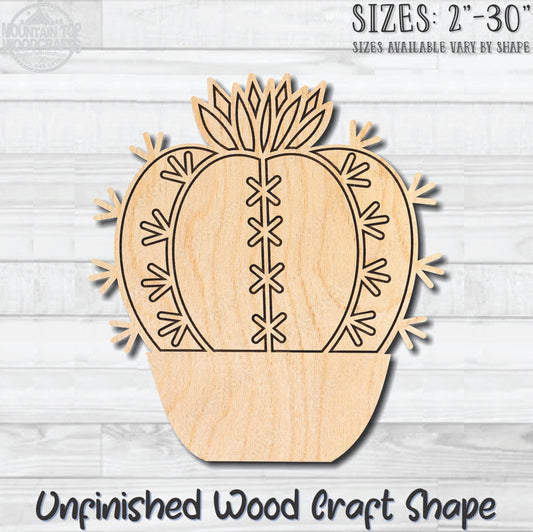 Cactus Detailed 8 Unfinished Wood Shape Blank Laser Engraved Cutout Woodcraft Craft Supply
