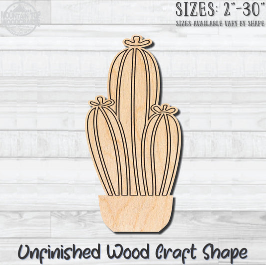 Cactus Detailed 9 Unfinished Wood Shape Blank Laser Engraved Cutout Woodcraft Craft Supply