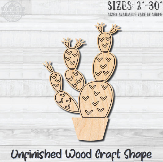 Cactus Detailed 10 Unfinished Wood Shape Blank Laser Engraved Cutout Woodcraft Craft Supply