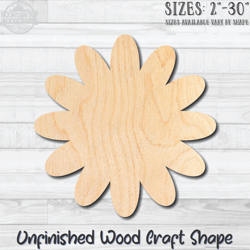 Flower 23 Unfinished Wood Shape Blank Laser Engraved Cutout Woodcraft Craft Supply