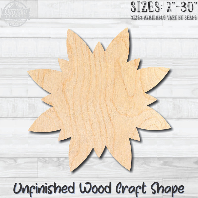 Flower 26 Unfinished Wood Shape Blank Laser Engraved Cutout Woodcraft Craft Supply