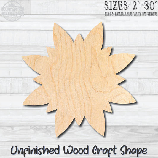 Flower 26 Unfinished Wood Shape Blank Laser Engraved Cutout Woodcraft Craft Supply